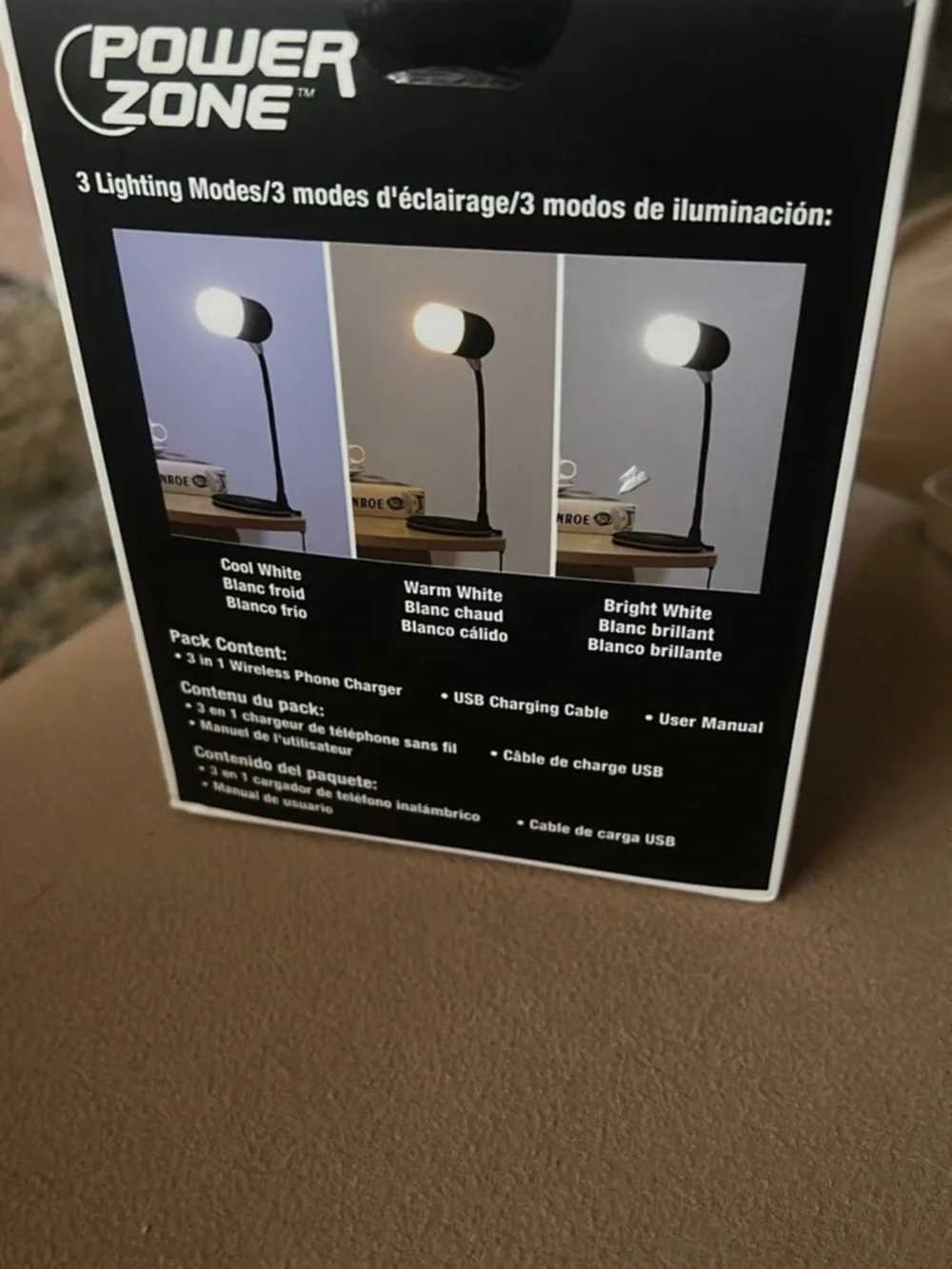 3-in-1 Wireless Phone Charger with Speaker and LED Lamp - White